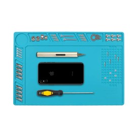 Heat Resistant Soldering Mat, 500℃ Heat Resistant Multipurpose Work Soldering Repair Platform Pad with Ruler Screw Notches for Soldering Soldering Work
