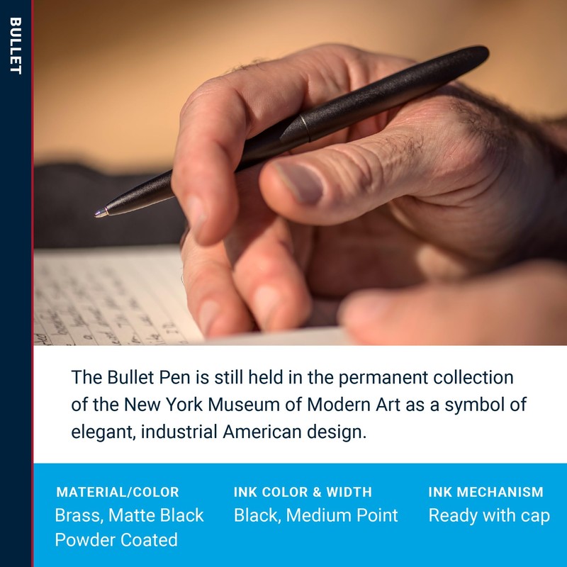 Fisher Space Pen Matte Black Bullet Pen, Pressurized Ballpoint Pen,