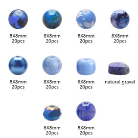 PLCatis Glass Beads 200 Pieces Crackle Beads Dark Blue Crackle Glass Beads Gemstone Beads Colourful Craft Beads with Holes for Bracelet Necklaces Jewellery Making and DIY Crafts
