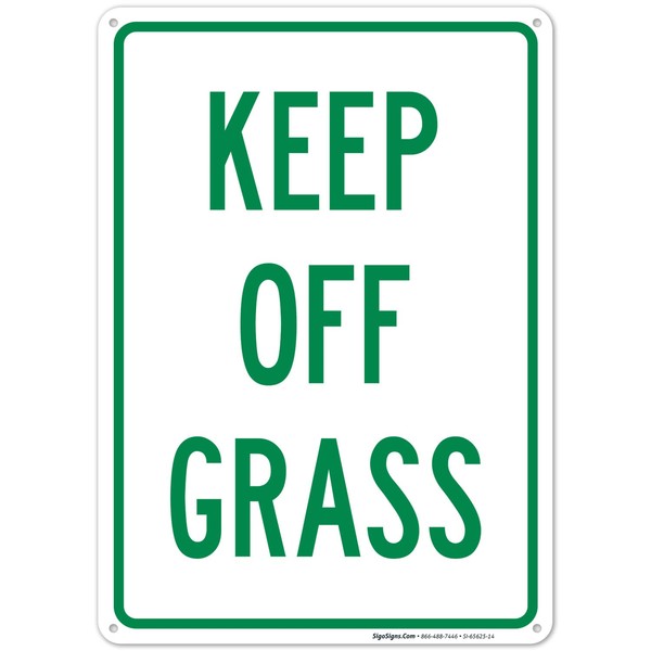 Vertical Keep Off Grass Sign, 10x14 Inches, 55 mil Thick