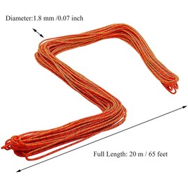 ThreeBulls 1.8mm Fluorescent Reflective Guyline Tent Rope Camping Cord Paracord 65 Feet (Orange, 20m)