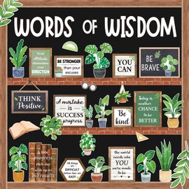 Mooliwe 57 Pcs Plant Bulletin Board Set Inspirational Flower Bulletin Board Decoration Positive Cutout Classroom Decoration for School Office Home Teacher Classroom Wall Supplies