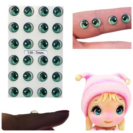 139-7: 3D Resin Googly & Wiggle Eyes (24 Pcs/12 Pairs) 7mm - Turquoise – Self-Adhesive for DIY Crafts, Clay, Felt, EVA, Cold Porcelain, Polymer Clay, Sculptures, Amigurumi, Scrapbooking & DIY projects