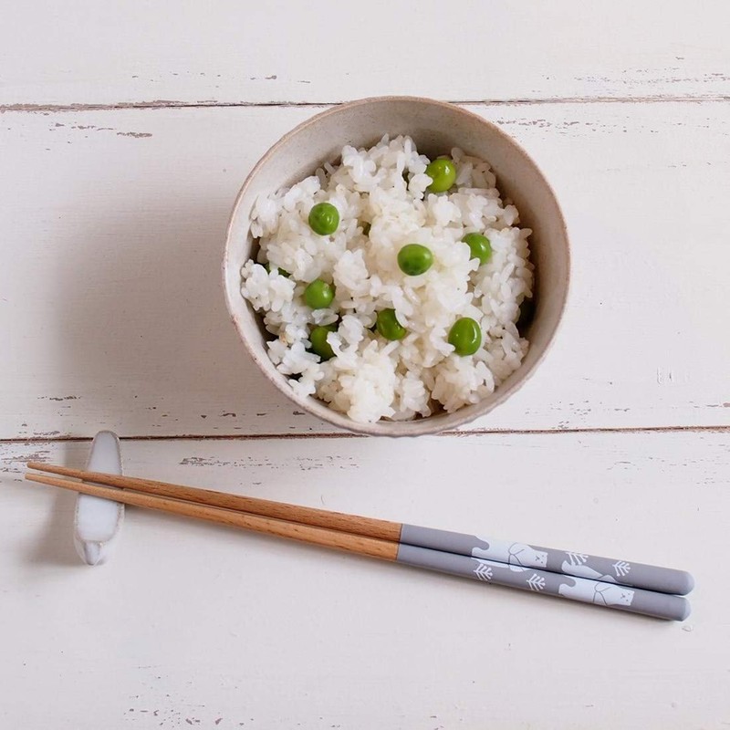Minoru Pottery Chopsticks 9.1 inches (23.0 cm), White Bear, Gray