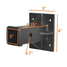 Hitch Wall Mount, Bolt-On Receiver Tube Adapter, 2 Inch Opening Hitch Receiver Plate Tube, Bumper Trailer Hitch Receiver, Universal Towever Hitch Extender (Include Cover and Pin&Clip)