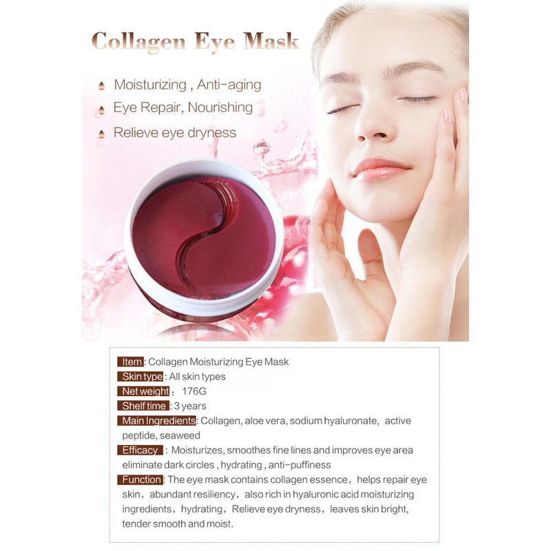 [Red Eye Box] 60pcs Collagen Eye Mask Gel Eyes Patches