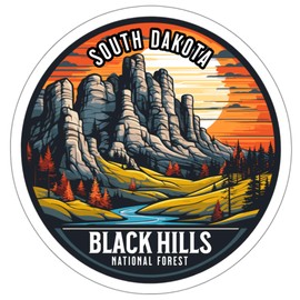 Black Hills National Forest South Dakota Sticker Decal Vinyl Small Waterproof for Water Bottle Mug Passport Book Scrapbook Notebook Laptop Tumbler Computer Phone Size 4" ID44990