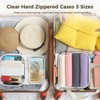 Homaisson 6PCS Clear Zippered Hard Pouches Cases, 3 Sizes Hard