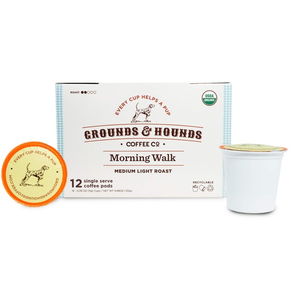 Grounds & Hounds - Cápsulas de café orgánicas de una sola porción, compatibles con máquinas Keurig K Cup, 100 % arábica tostadas por lotes pequeños