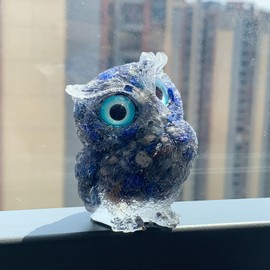 ACEDSGN Lapis Lazuli 2.4'' Crystal Owl Figurine Ornaments Decorative Resin Owl Statue Pocket Sculpture for Home Office Desk Shelf Micro Landscape Reiki Energy Good Luck Gifts for Women Men