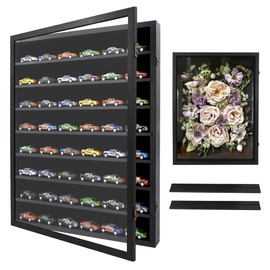 FramePro Shadow Box Frame Display Case 18x24 with Removable Shelves, Deep Memory Box Trinket Knick Knack Shelf Cabinet for Collector, Keepsake Coins Military Medals Wedding Flowers Black