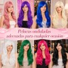 Pelucas Rosa Onduladas y Rizadas para Mujeres