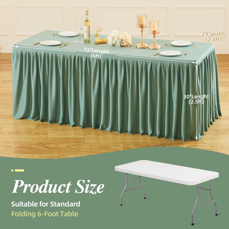 2 Pack Sage Green Tablecloths for Rectangle Tables 6ft, Wrinkle