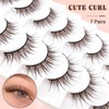 7 Paare 3D Brown Falsche Wimpern Katzenauge, Flauschiges Volumen Curly
