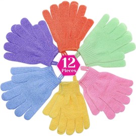 Guantes exfoliantes – 6 pares de colores, nylon, lavables y antideslizantes