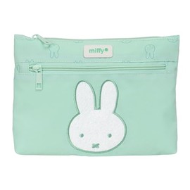 Safta Miffy Large Pencil Case for School with Double Zipper, Pencil Case for Kids, Comfortable and Versatile, Easy to Clean, 23 x 3 x 16 cm, Mint Green, Estándar Casual, Mint Green, casual