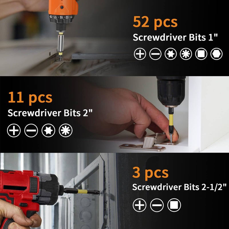 ENERTWIST 72 Pcs Impact Driver Bit Set,Complete S2 Screwdriver Bit