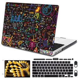 Seanai for MacBook Pro 14 inch Case 2025 2024 2023 2021 M4 A3112 A3401 A3185 M3 A2918 A2992 M2 A2779 M1 A2442 Pro Max with Touch ID, Plastic Hard Shell Cover Screen Protector, Colorful Mathematical