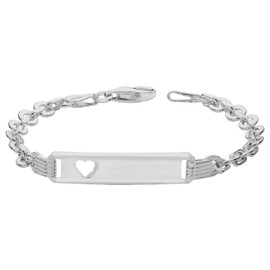 EDS Jewels Pretty 925 Sterling Silver Girls Heart ID Bracelet - 16cm*4mm WJS25360