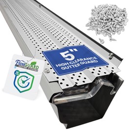 FlowGuard USA Made Professional DIY 5 Inch High Clearance 50-Year Gutter Cover System - White - Aluminum Gutter Guards - 22 Feet - by FlexxPoint