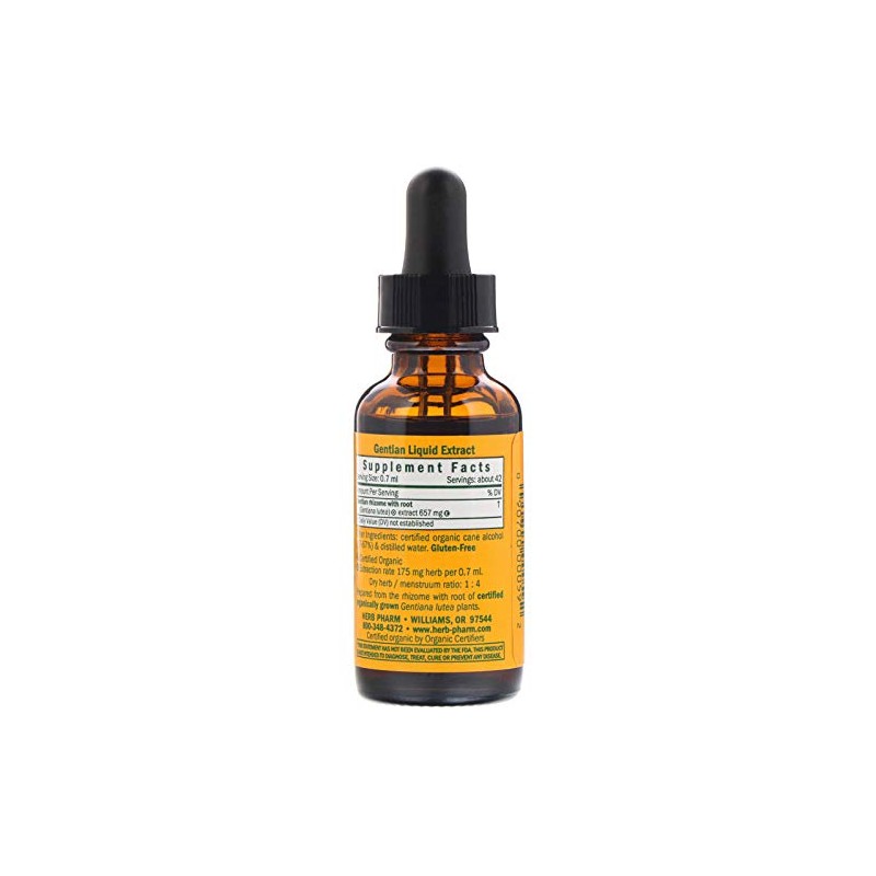 Herb Pharm Certified Organic Gentian Liquid Extract for Digestive Support