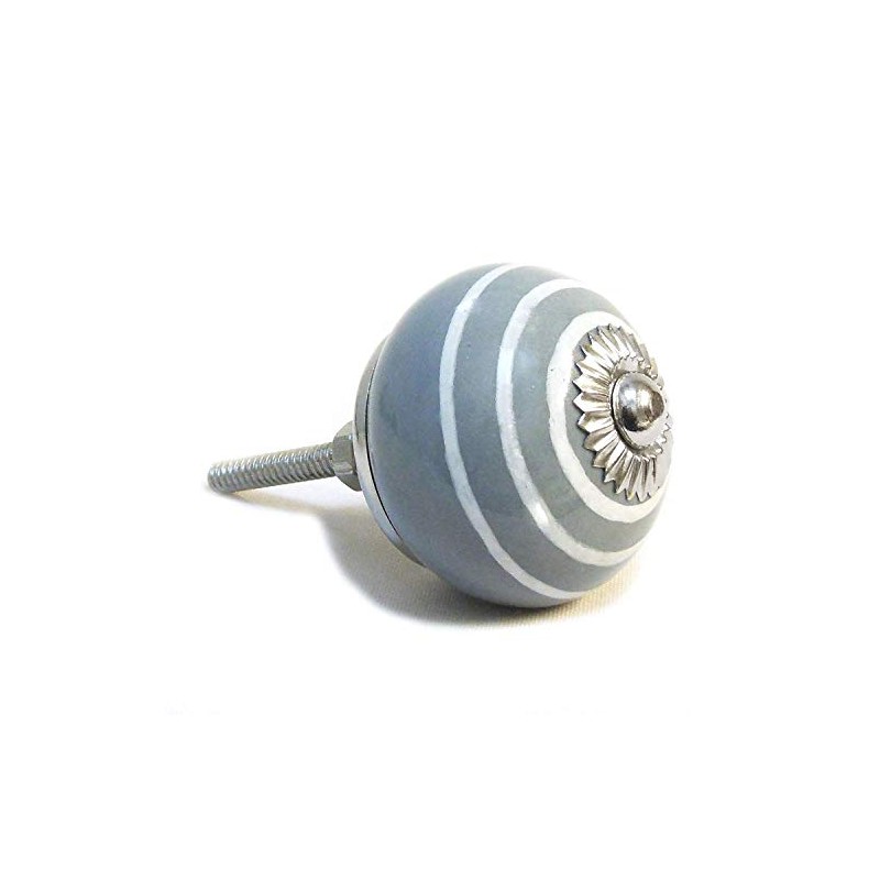 Pushka Home Set of 8 Grey White Ceramic Cupboard Door