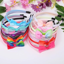 WJYX BOWS 14pcs/set Colorful Bow Headbands Set for Girls & Women, Vibrant Satin Hair Hoops, Perfect for Party, Daily & School Hairstyling