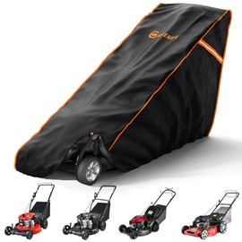 GREENER Lawn Mower Cover- Heavy Duty 800D Polyester Oxford Waterproof, Waterproof Lawn Mower Covers for Outdoor, Universal with Storage Bag for Greenworks, 89.7''L*25''W*38.9''H Black