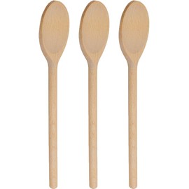 3PCS 10 Inch Long Wooden Spoons, Long Handle Wooden Cooking Mixing Oval Spoons Baking Cooking Tasting Stirring - Sauce Spoons. Made of Natural Beechwood (10 inch)