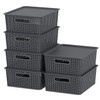 Taysisiter 13 Quart Plastic Storage Baskets with Lid, Weave Organizing
