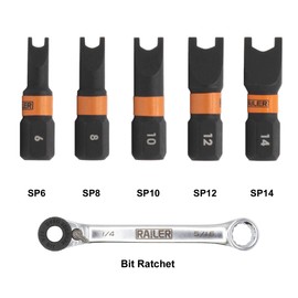 Railer 1 Inch Spanner Screwdriver Bit Set with Bit Ratchet - 5PC S2 Steel 1" Spanner Snake Eyes Impact Driver Bit Set With A Tool Storage Bit Holder & Carabiner
