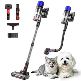 Teendow Cordless Vacuum Cleaner, 500W 50 Minutes Runtime Stick Vacuum for Pet Hair, Powerful Suction, Rechargeable, Lightweight, Handheld Vacuum Versatile for Carpet, Hard Floor (Starry Gray)