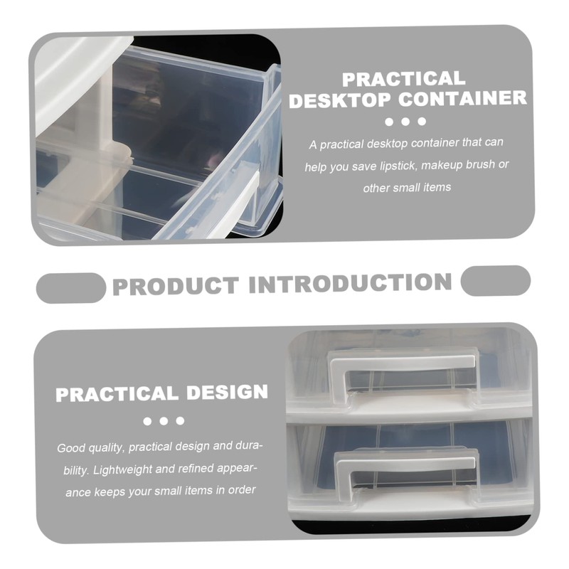 OATIPHO Drawer Organizer Storage Box 2-Layer Desktop Storage Tool Transparent