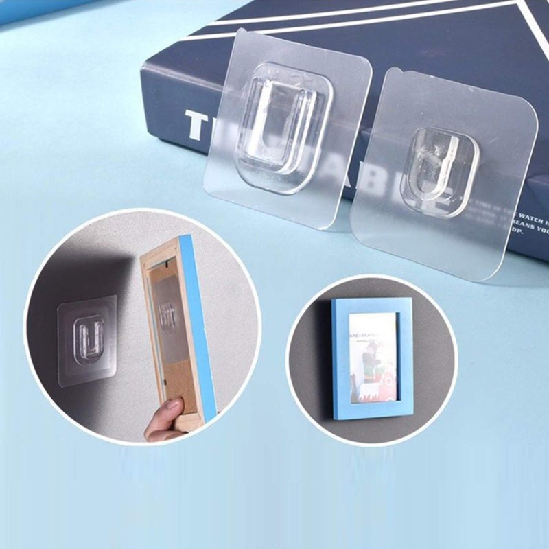 MEELYHOME 10 Pcs Double-Sided Adhesive Wall Hooks Waterproof Oilproof Self