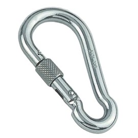 Carabiner Hook Stainless Steel 9 x 90 with Safety Nut Pack of 6 Fire Brigade Carabiners, Screw Carabiner Made of Stainless Steel A4 - AISI 316 - Rust-Free