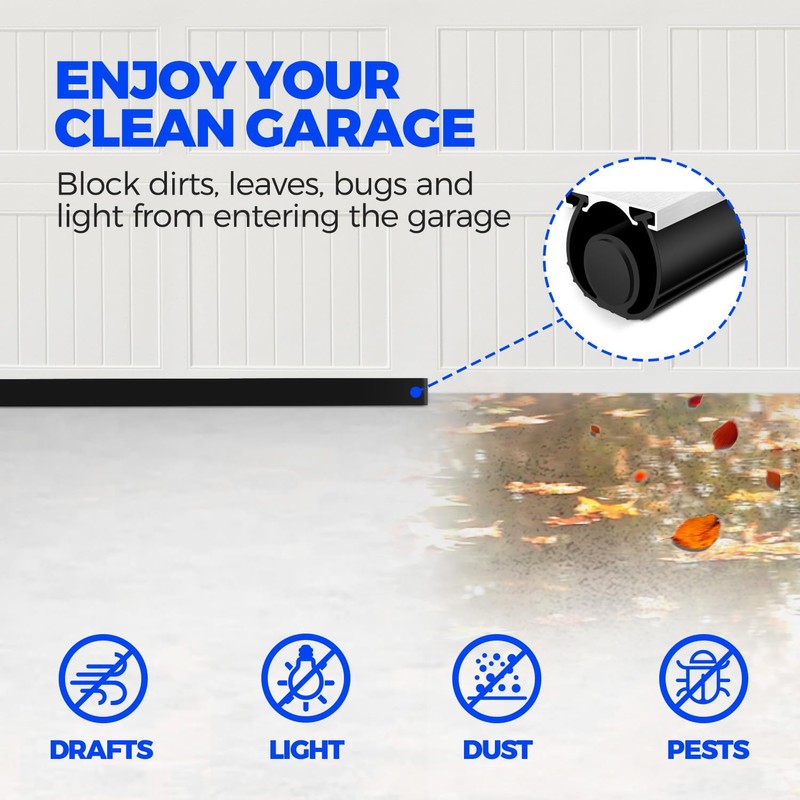 Holikme Garage Door Seals Bottom Rubber, Flexible Rubber Garage Door
