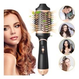 Mubooter 4 en 1 cepillo secador electrico alaciador, cepillo secador cabello puede alisar y rizar el cabello, con tres configuraciones de temperatura adecuadas para todo tipo de cabello, Cerámica