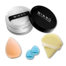 Beetbul Kit de Maquillaje: Polvo Translúcido Fijador Bissú 8g + Almohadilla de Terciopelo + 2 Almohadillas de Dedos + Esponja de Maquillaje, Control de Brillo Mate