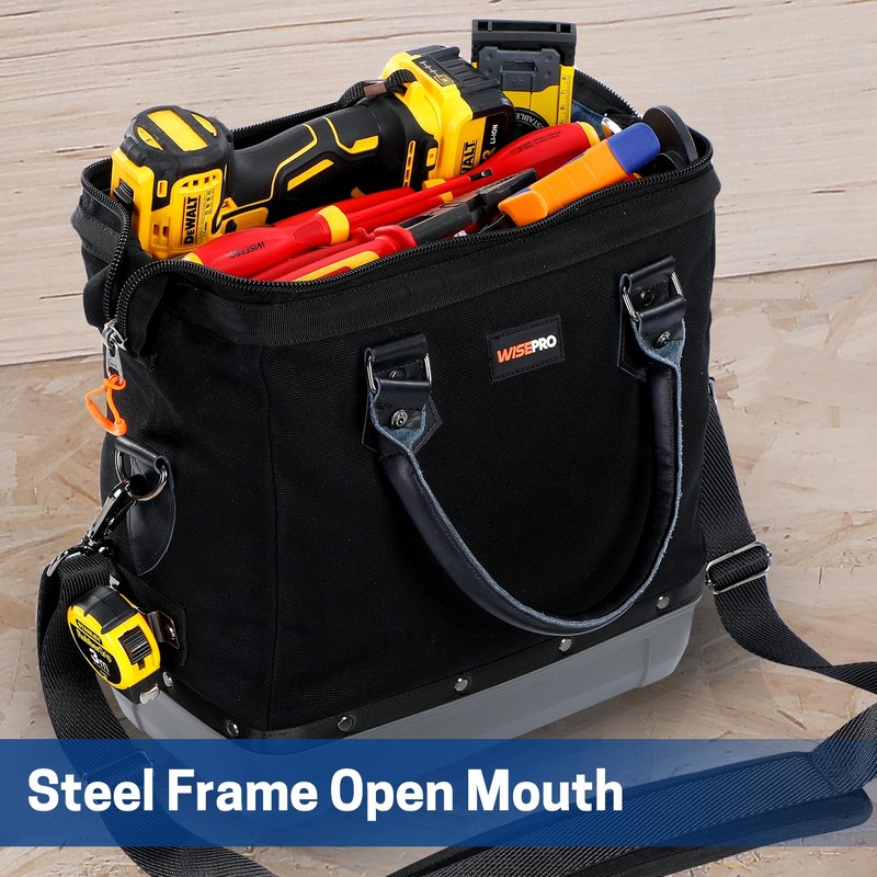 WISEPRO Heavy Duty Canvas Tool Tote Bag, Multi-Purpose Flame Resistant