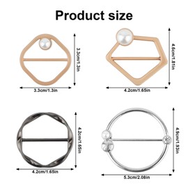 4pcs Scarf Ring Clip, T-shirt Tie Clips Scarf Buckle Ring Zinc Alloy Clothing Ring Wrap Holder Fashion Clothes Corner Knotted Button for Women for Loose Clothes Scarf Clasp Accessories