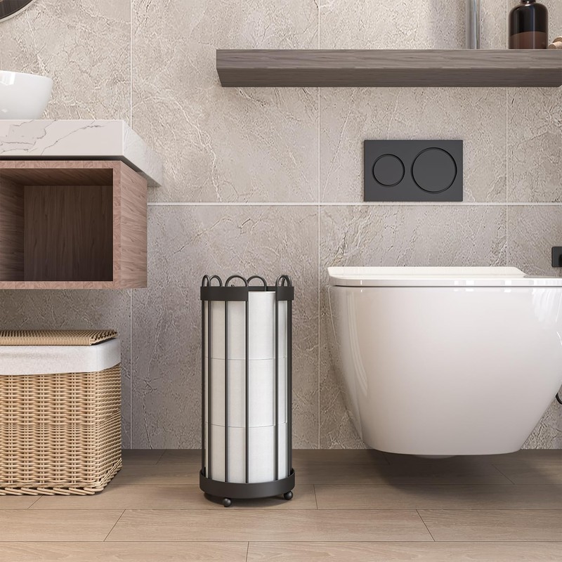 Epicano Toilet Paper Holder Stand, Freestanding Toilet Tissue Organizer, Minimalistic