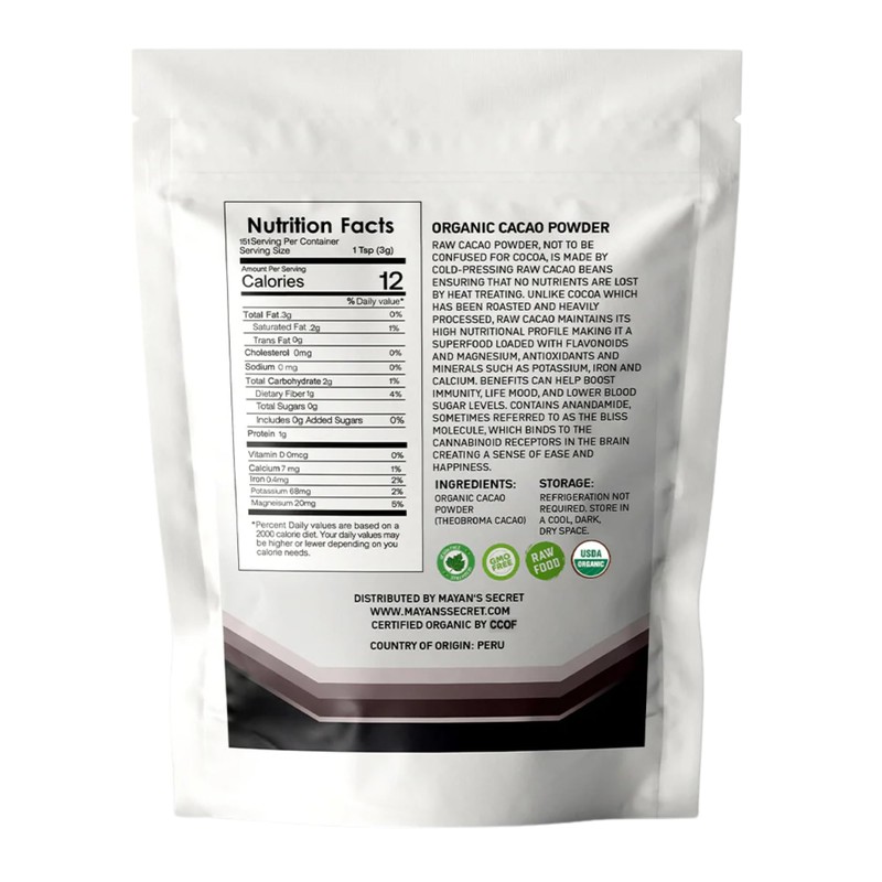 Mayan’s Secret - Organic Cocoa Powder Unsweetened Raw Cacao Powder