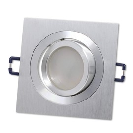 LED Recessed Spotlight Brushed Stainless Steel Square 5 Watt Neutral White 230 V GU10 - Recessed Light Swivelling Aluminium - 75-85 mm Bore Hole 92 x 92 mm Recessed Ceiling Spotlight