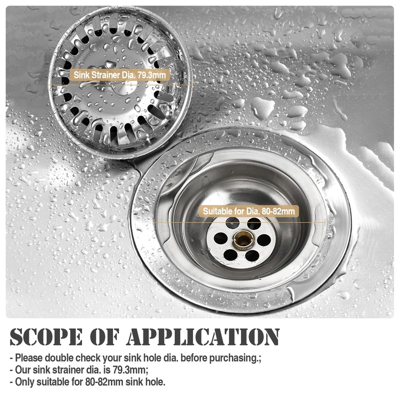 2 Pack Kitchen Sink Strainer Plug, Stainless Steel Push Style