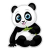 Cute Panda with Bamboo - 12" Vinyl Sticker Waterproof Decal