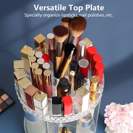 360 Degree Rotating Beauty Organiser, 3 Tiers Revolving Make Up Storage With Compartment Reusable Spinning Makeup Stand Cosmetic Organiser For Dresser Bathroom Skincare (01), 24×31cm