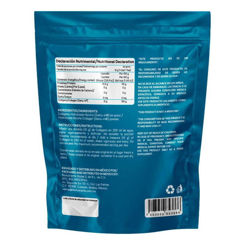 Péptidos Bioactivos De Colágeno Hidrolizado 1kg Wellthy Sin Sabor