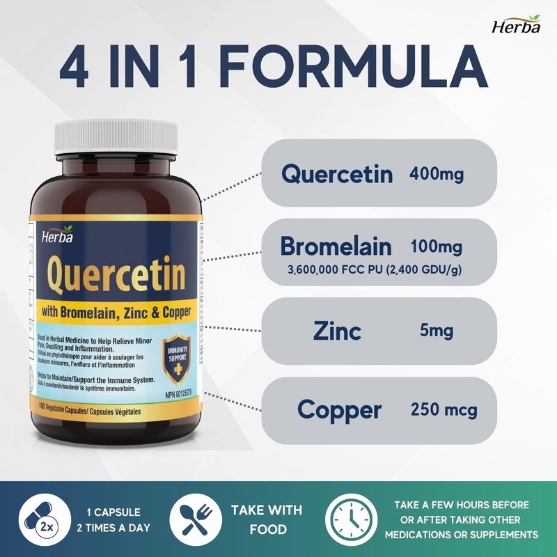 Herba Quercetin with Bromelain, Zinc, and Copper – 180 Capsules