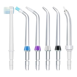 Tiardey 6 Pcs Replacement Tips for Water Flosser, Flosser Refill Heads, Replacement Oral Irrigator (Blue, Purple; Black; White)