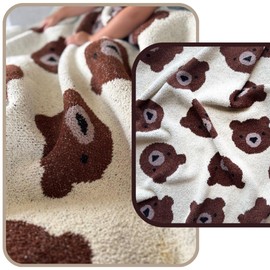 Teddy Bear Plush Baby Toddler Kids Large Blanket, Ultra Soft Cozy Fuzzy Fluffy Microfiber Feather Yarn, Great Nursery Decor Gender Neutral 40x40in (Ivory)